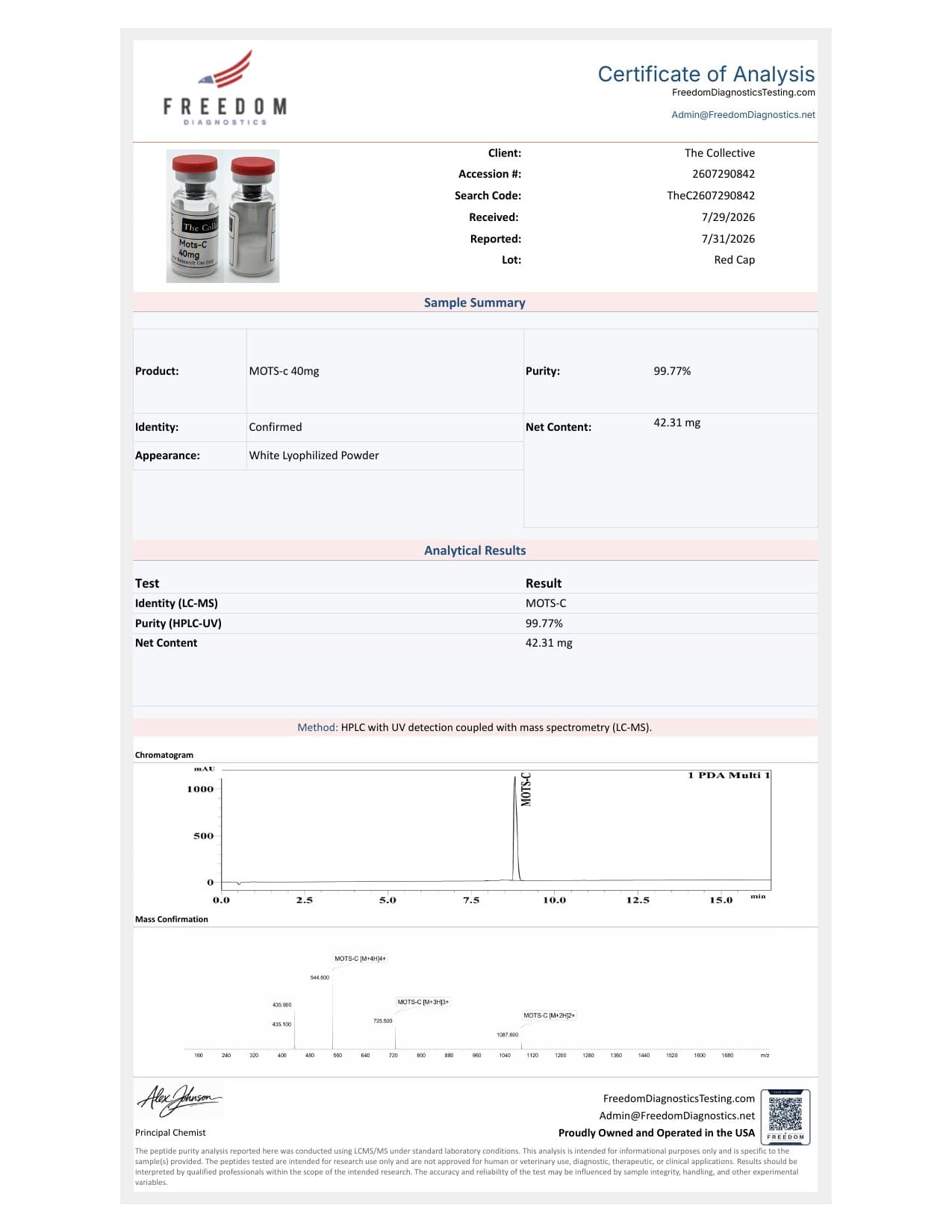 MOTS-C 40mg COA